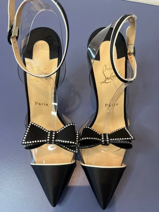 Christian Louboutin Naked Bow 100 Black Satin Patent Pumps EU 41 NIB - Picture 7 of 13